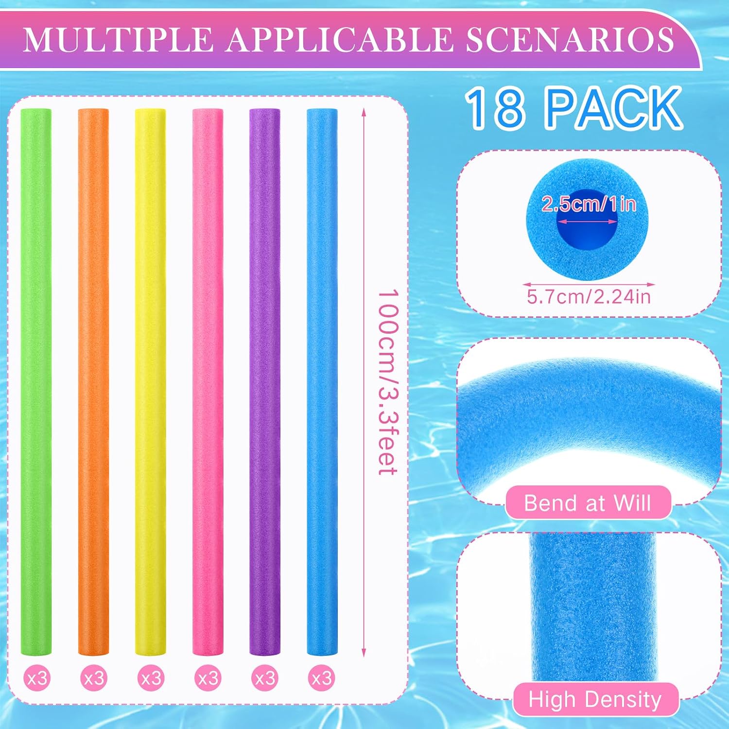 18 Pack Pool Noodles Bulk 39 x - Foam Pool Noodle recension och pris
