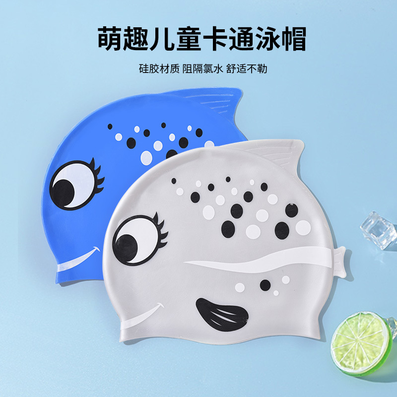 1PC Cute Cartoon Fish Print Si - Swim Cap Silicone recension och pris