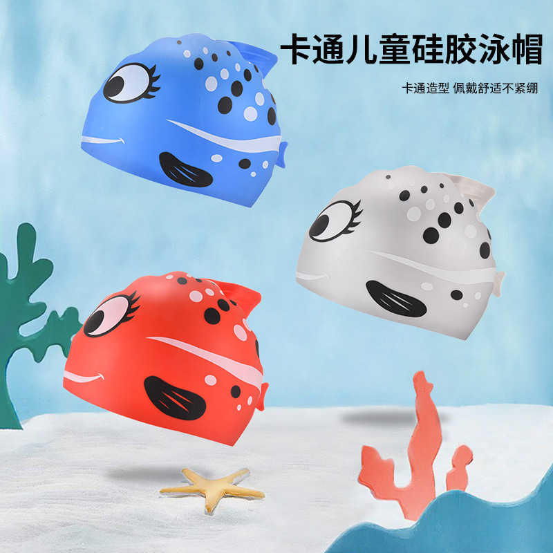 1PC Cute Cartoon Fish Print Si - Swim Cap Silicone recension och pris