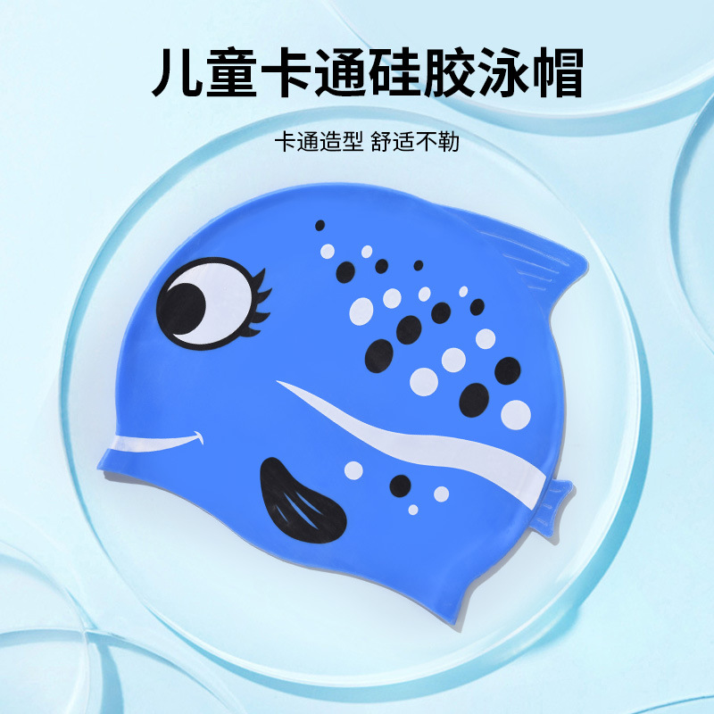 1PC Cute Cartoon Fish Print Si - Swim Cap Silicone recension och pris