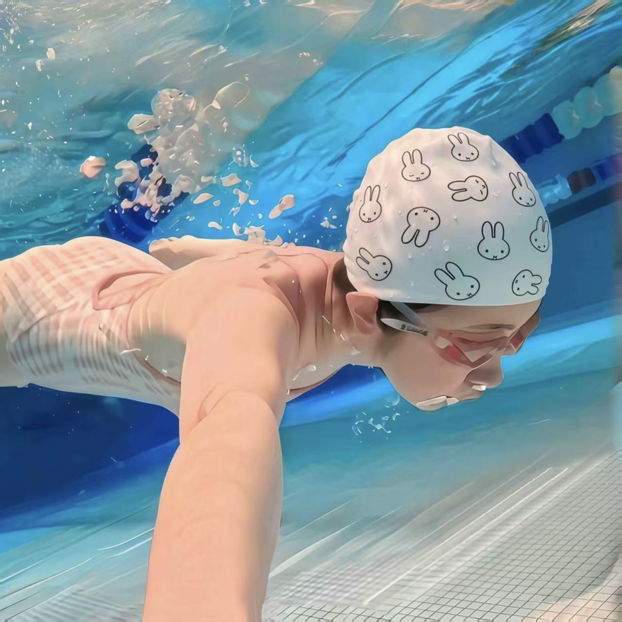 Cute Miffy Girls Swimming Cap  - Swim Cap Silicone recension och pris