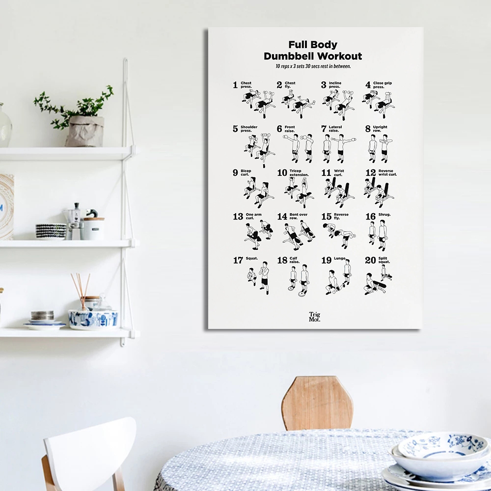 Dumbbell Gym Chart Poster Prin - Sports Equipment Poster recension och pris